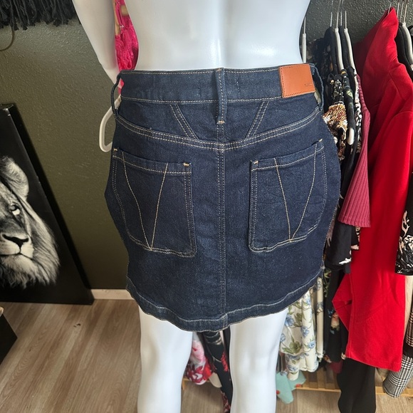 True Religion Denim Mini Skirt Dark Wash Y2K Western Style Pockets - Picture 2 of 5